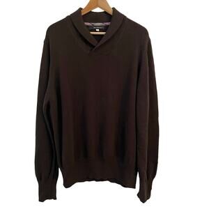 Borgo Ognissanti 28 Merino Wool Sweater Mens L Shawl Collar Brown Italy Work